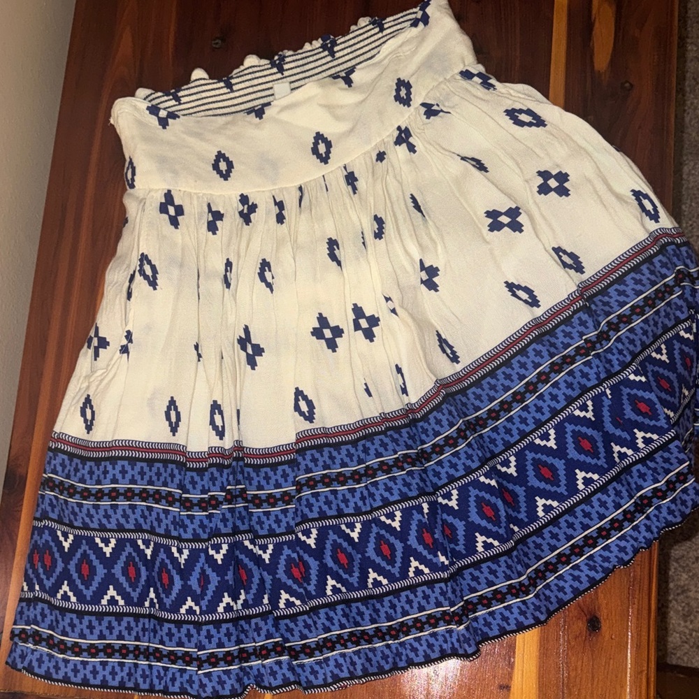 Blue and White Patterned Women's Skirt